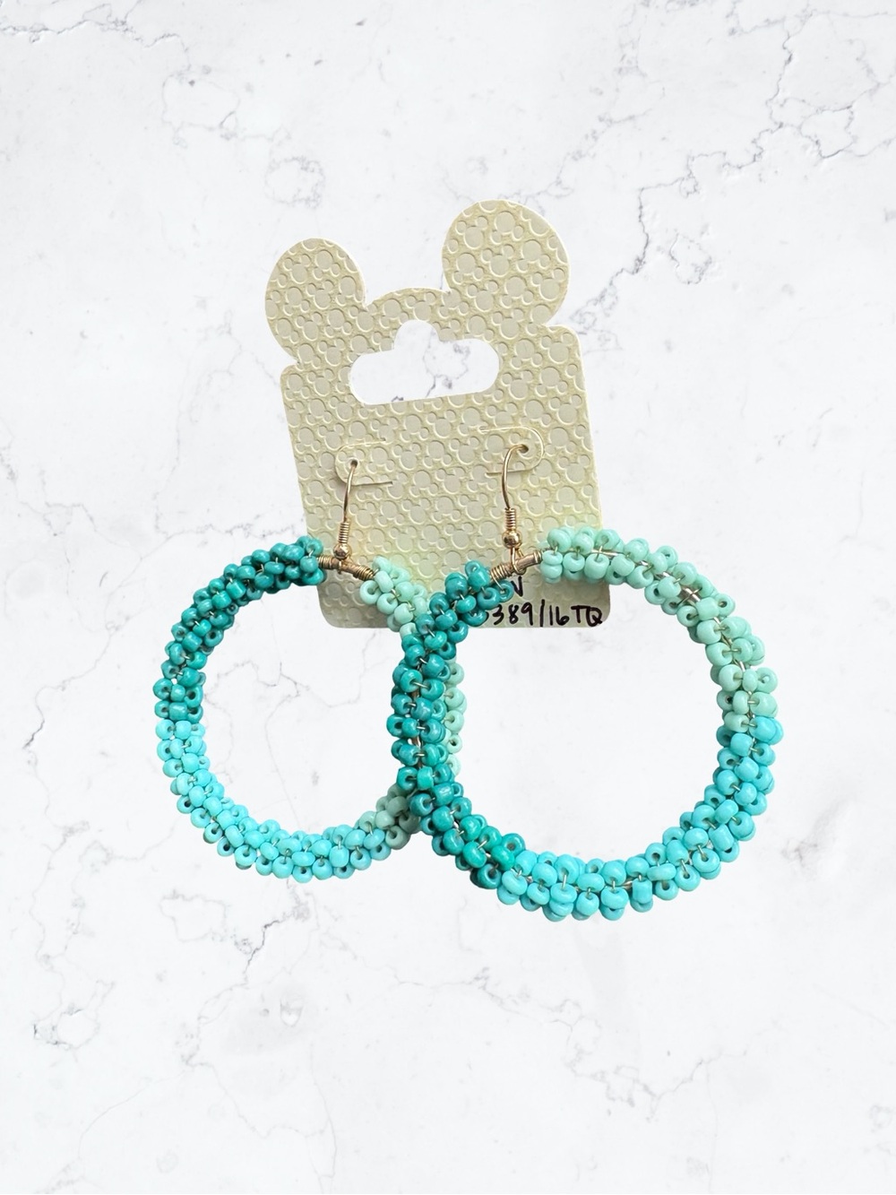 Disney Turquoise to Mint Beaded Hoop Earrings - Picture 2 of 3